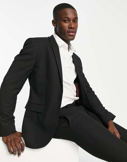 Topman – Svart enkelknäppt kavaj med extra skinny passform