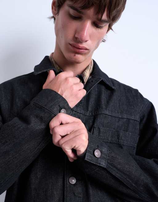 Topman – Svart jacka i rå denim, 4 av 5