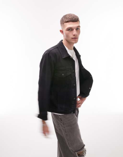 Topman – Svart jeansjacka i regular fit