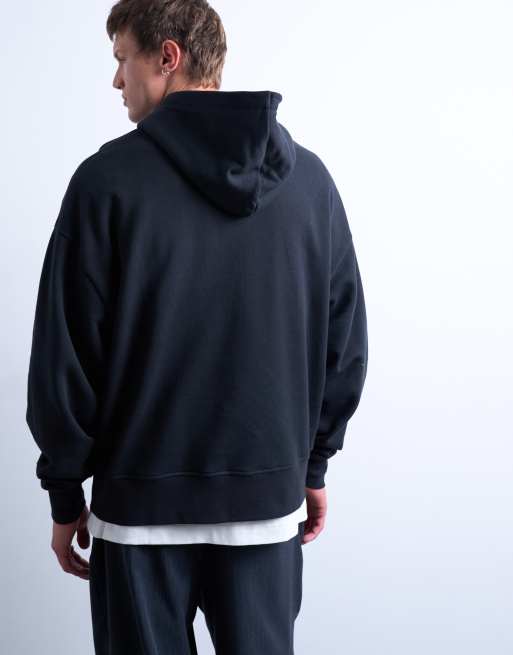 Topman – Svart, kraftig huvtröja i oversize, 5 av 5