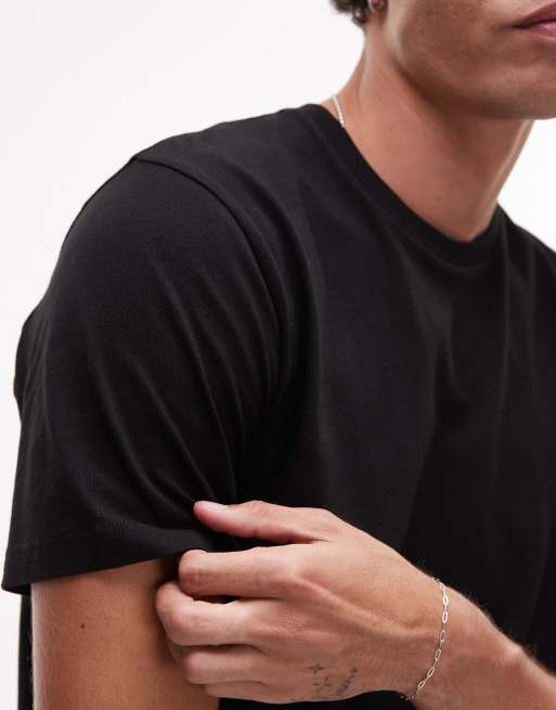 Topman – Svart, ljusbeige och ljiusblå t-shirt i classic fit, 3-pack, 2 av 4