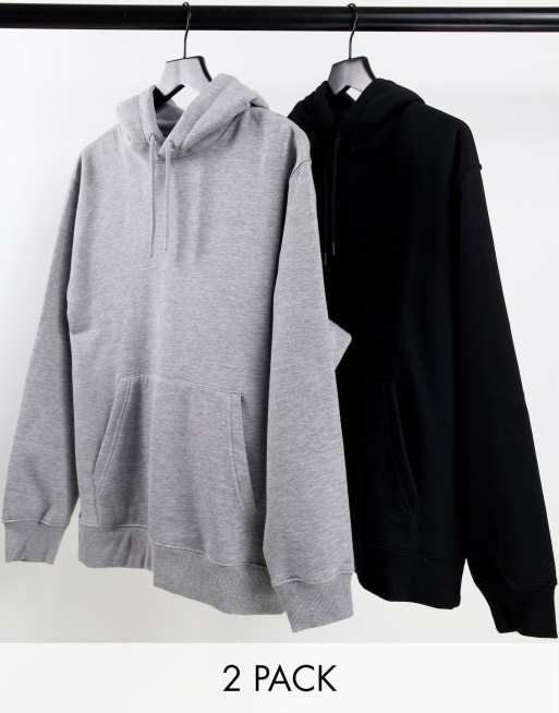 Topman – Svart och grå huvtröja, 2-pack