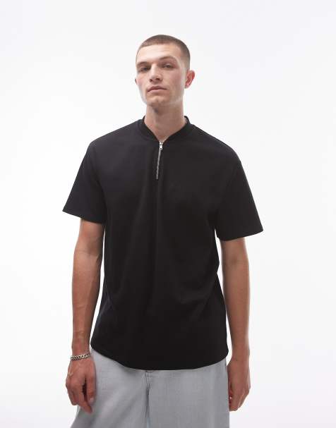 Topman – Svart pikétröja i oversize med dragkedja - view 1