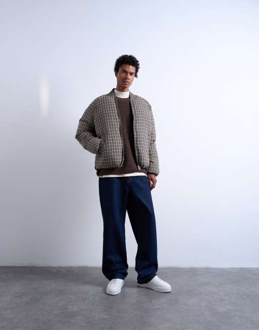 Topman – Svart, rutig pufferjacka i oversize, 2 av 5