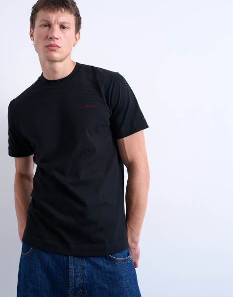 Topman – Svart t-shirt i classic fit med Je t'aime-broderi - view 1