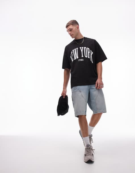 Topman – Svart t-shirt i extra oversize med New York-tryck - view 1