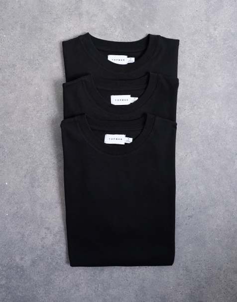 Topman – Svart t-shirt i regular fit, 3-pack - view 1