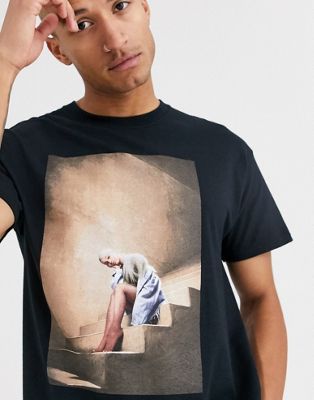 Topman – Svart t-shirt med Ariana Grande-tryck