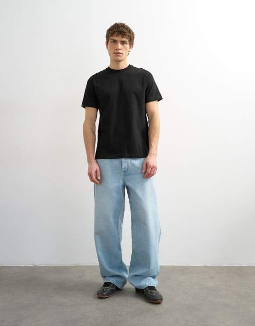 Topman – Svart, vit, marinblå, olivgrön och ljusbeige, klassisk t-shirt, 5-pack , 4 av 5