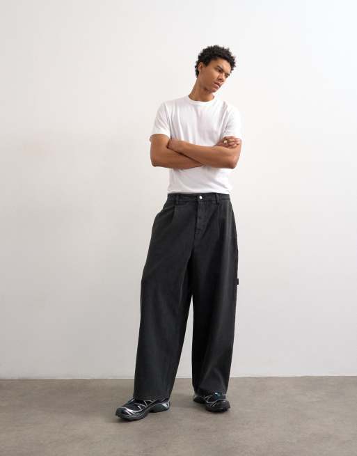 Topman – Svarta byxor i snickarmodell med barrelben av twill, 4 av 5