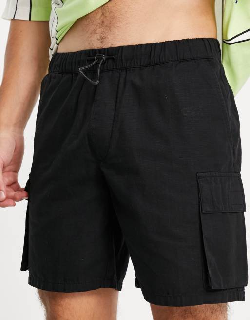 Topman – Svarta cargoshorts i ripstop med extra smal passform