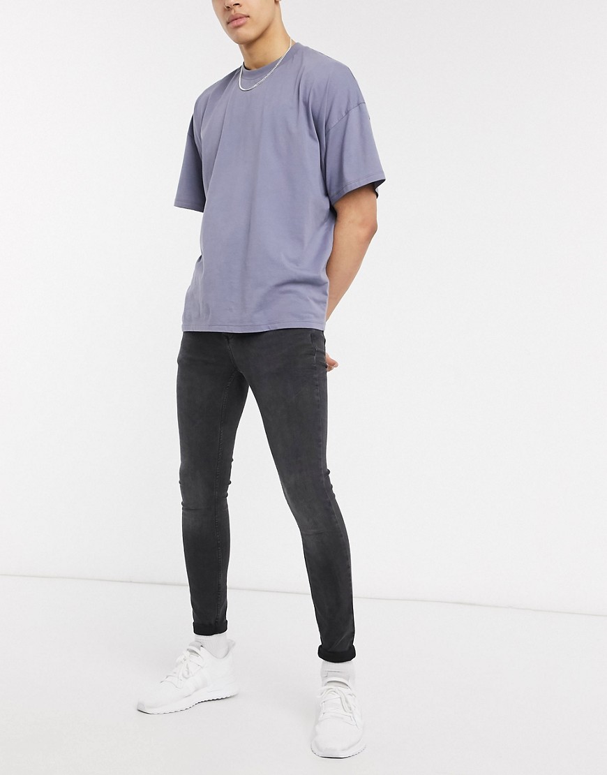 Topman – Svarta ekologiska jeans i super spray on-passform