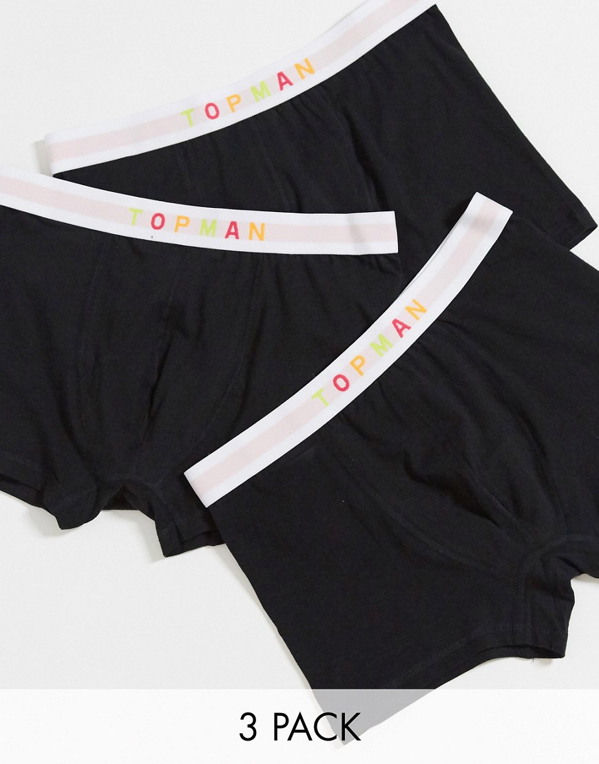 Topman - Svarta kalsonger i 3-pack med regnbågslogga-Flerfärgad
