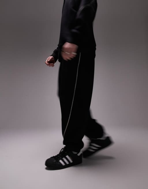 Topman – Svarta mjukisbyxor i extra oversize med dragkedja