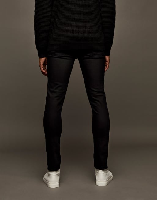 Topman – Svarta skinny jeans med stretch och slitna knän, 2 av 4