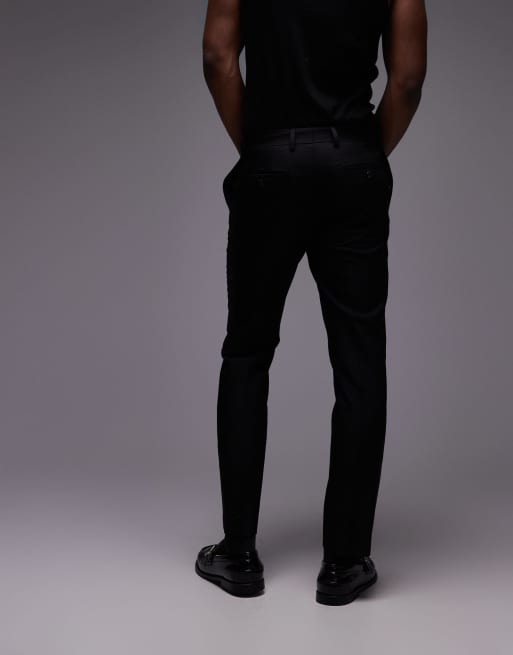 Topman – Svarta, smala kostymbyxor i smokingstil, 4 av 5