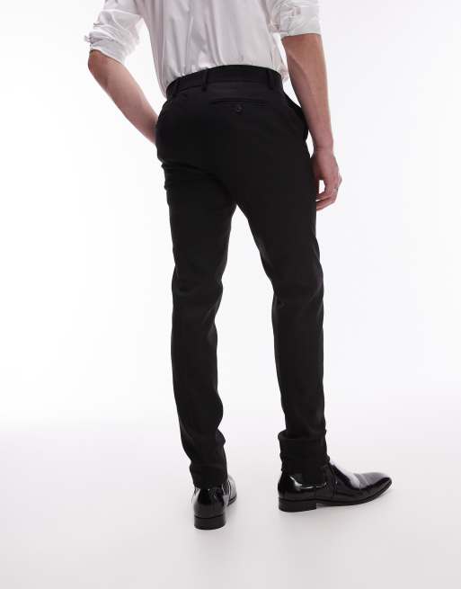Topman – Svarta strukturerade kostymbyxor i supersmal passform, 3 av 5