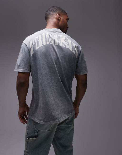 Topman – Svarttvättad t-shirt i extra oversize med "Promises"-tryck, 2 av 4
