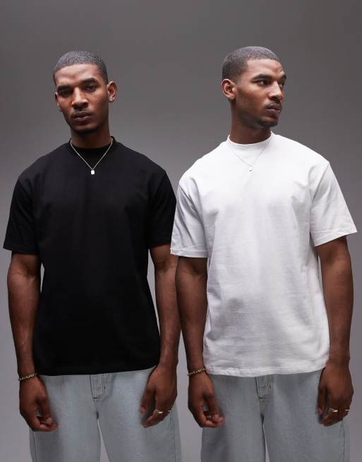 Topman – Svartvit, avslappnad t-shirt, 2-pack