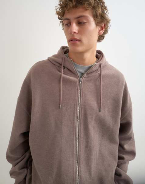 Topman sweat à capuche coupe carrée à col cheminée en mastic - view 1