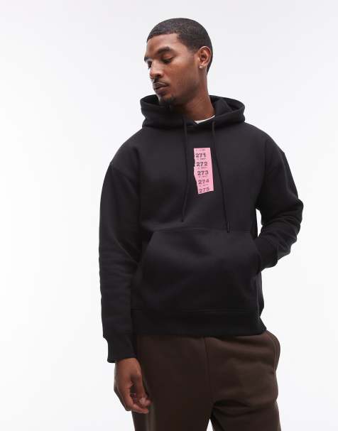 Topman - Sweat à capuche oversize à imprimé graphique - Noir - view 1