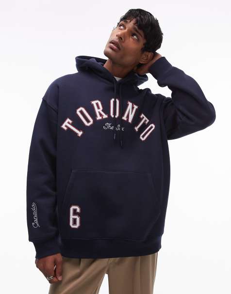 Topman - Sweat à capuche oversize avec appliqué « Toronto » brodé - Bleu marine - view 1