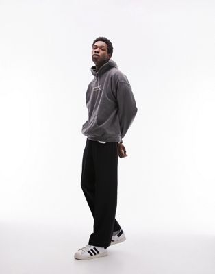 Topman oversized hoodie with fortune text print in washed black - ASOS Price Checker