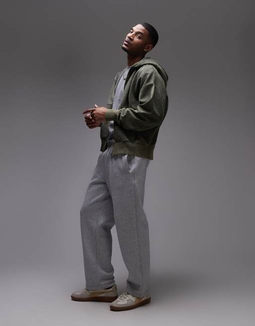 Topman - Sweat à capuche oversize épais de qualité supérieure à fermeture éclair - Kaki délavé, 3 de 4