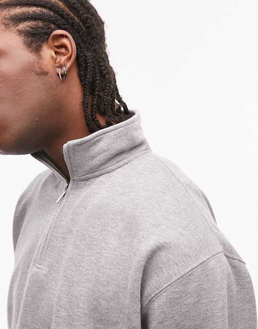 Topman - Sweat à col à fermeture éclair - Gris chiné, 4 de 4