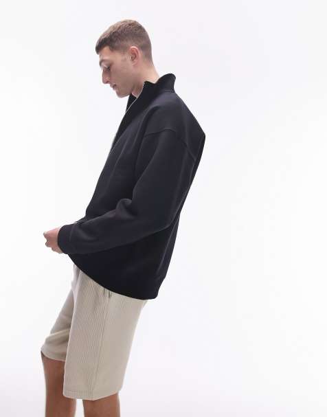 Topman - Sweat épais de qualité supérieure à col cheminée avec fermeture éclair - Noir - view 1
