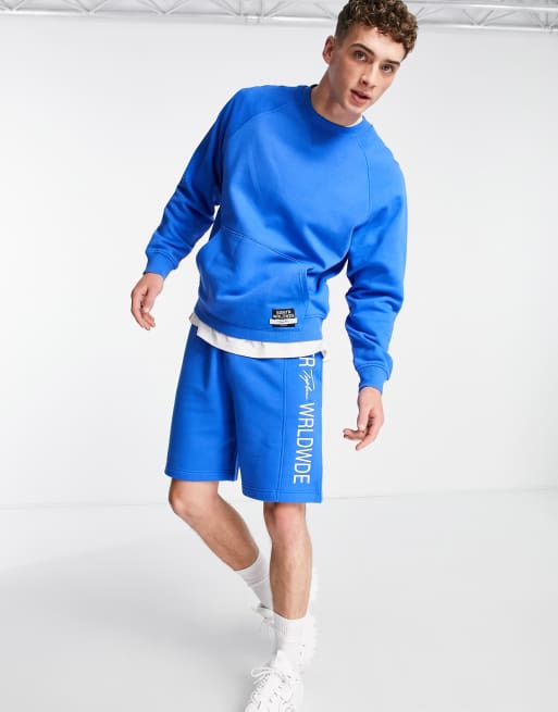 Topman - Sweat oversize à empiècement et logo signature - Bleu, 4 de 4