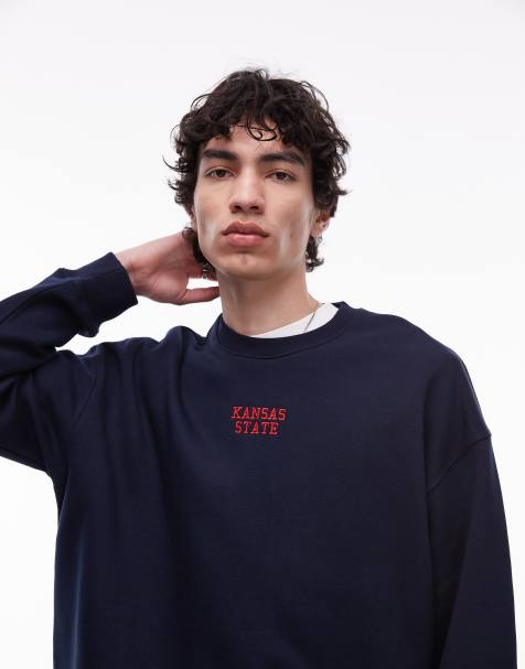 Topman - Sweat oversize avec broderie Kansas City - Noir - view 1