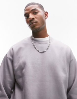 Topman oversized sweatshirt in grey - ASOS Price Checker