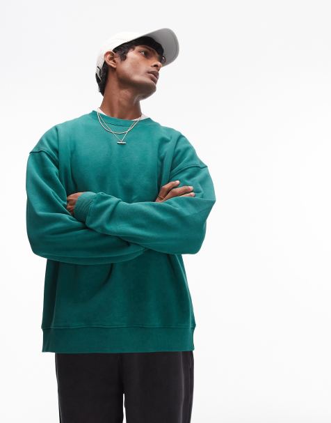 Topman - Sweat oversize - Vert délavé - view 1
