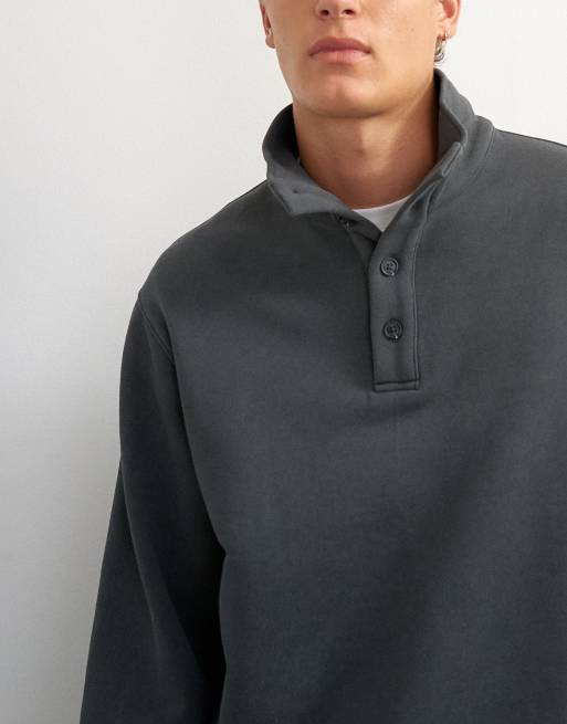 Topman sweat-shirt coupe classique à col cheminée noir délavé, 4 de 5