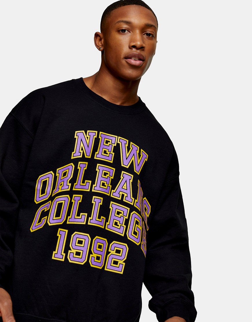 Topman - Sweater met New Orleans print in zwart