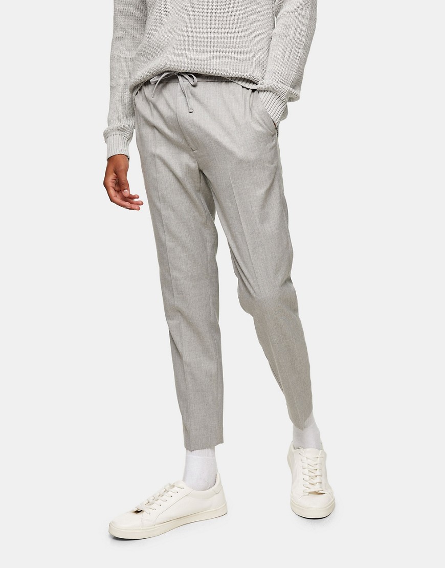 Topman Smart Skinny Sweat Style Pants In Gray-grey