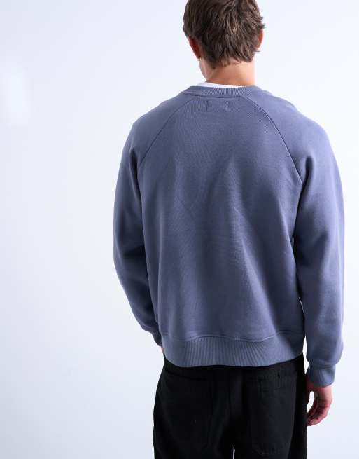 Topman - Sweatshirt met raglanmouwen en een rechte pasvorm in middenblauw, 4 van 5
