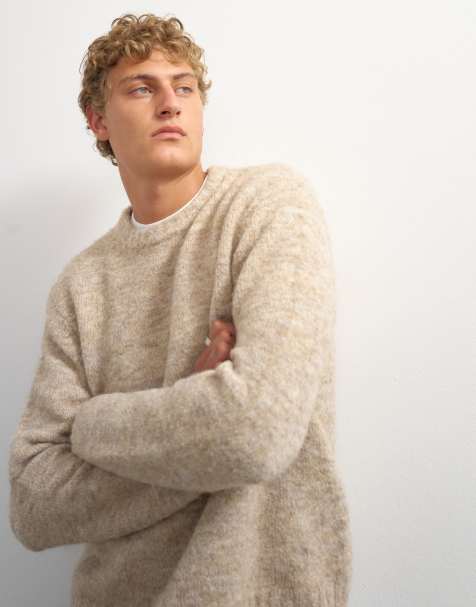 Topman sweter o luźnym kroju z luźnej dzianiny w kolorze stone - view 1