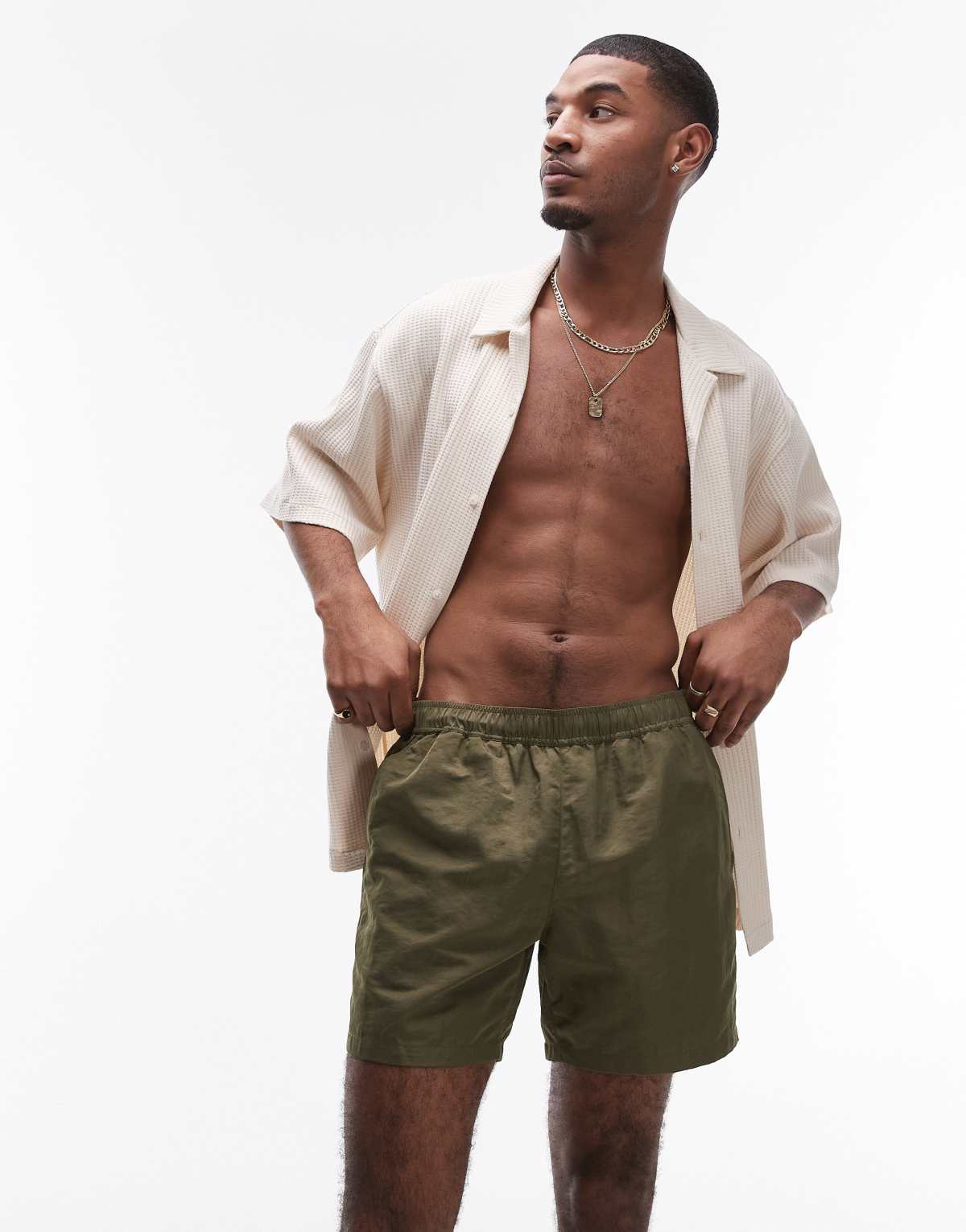Topman swim short in khaki