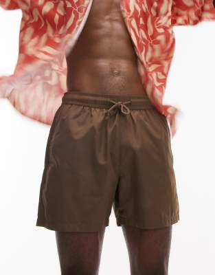 Topman Swim Shorts In Brown