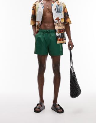 Topman Swim Shorts In Dark Green