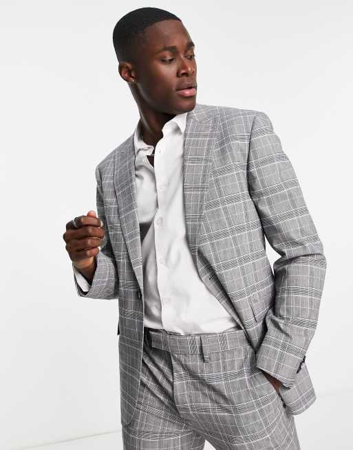 Topman – Szara dopasowana marynarka w kratę