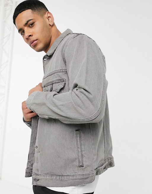 Topman – Szara jeansowa kurtka z bawełny organicznej PJJV