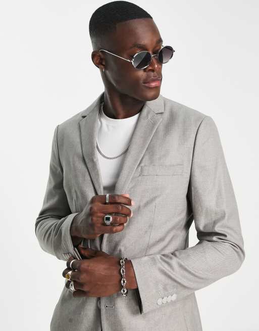 Topman – Szara marynarka garniturowa o obcisłym kroju