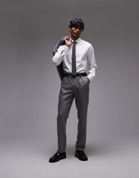 Topman slim suit trousers in grey