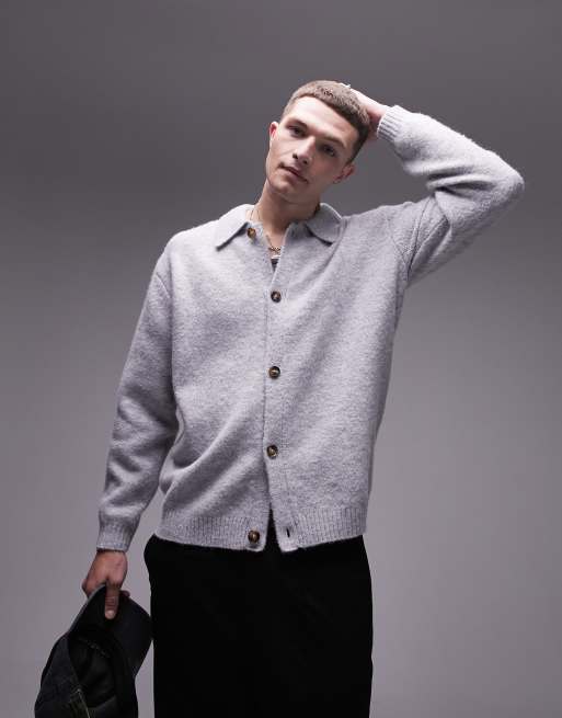Topman – Szary dzianinowy kardigan zapinany na guziki