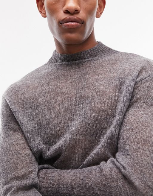 Topman – Szary prześwitujący sweter z golfem