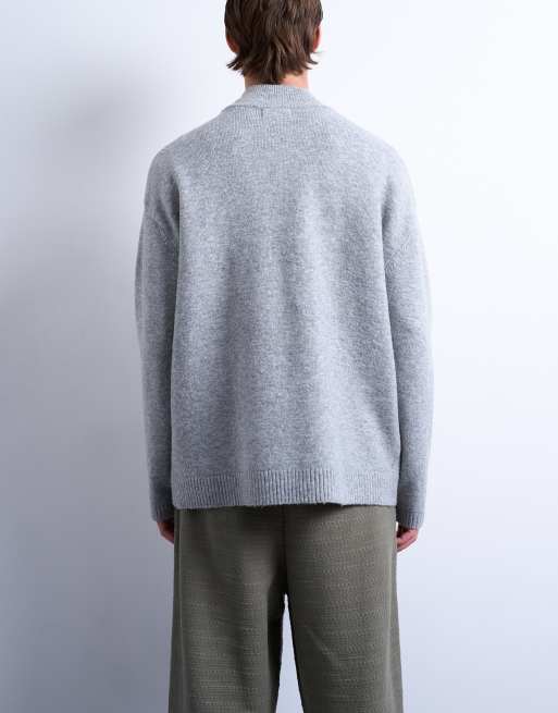 Topman – Szary zapinany na suwak kardigan z golfem, 4 z 5