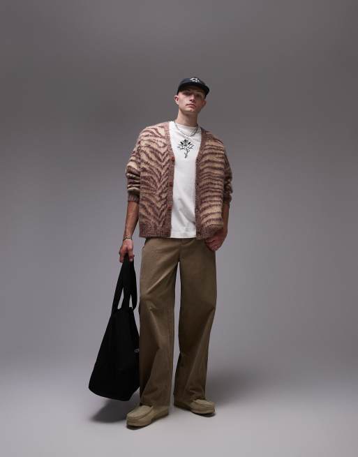 Topman – Szczotkowany kardigan oversize w zwierzęcy wwzór, 4 z 4